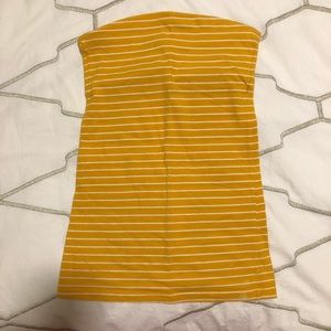Rue 21 tube top, yellow and white stripe